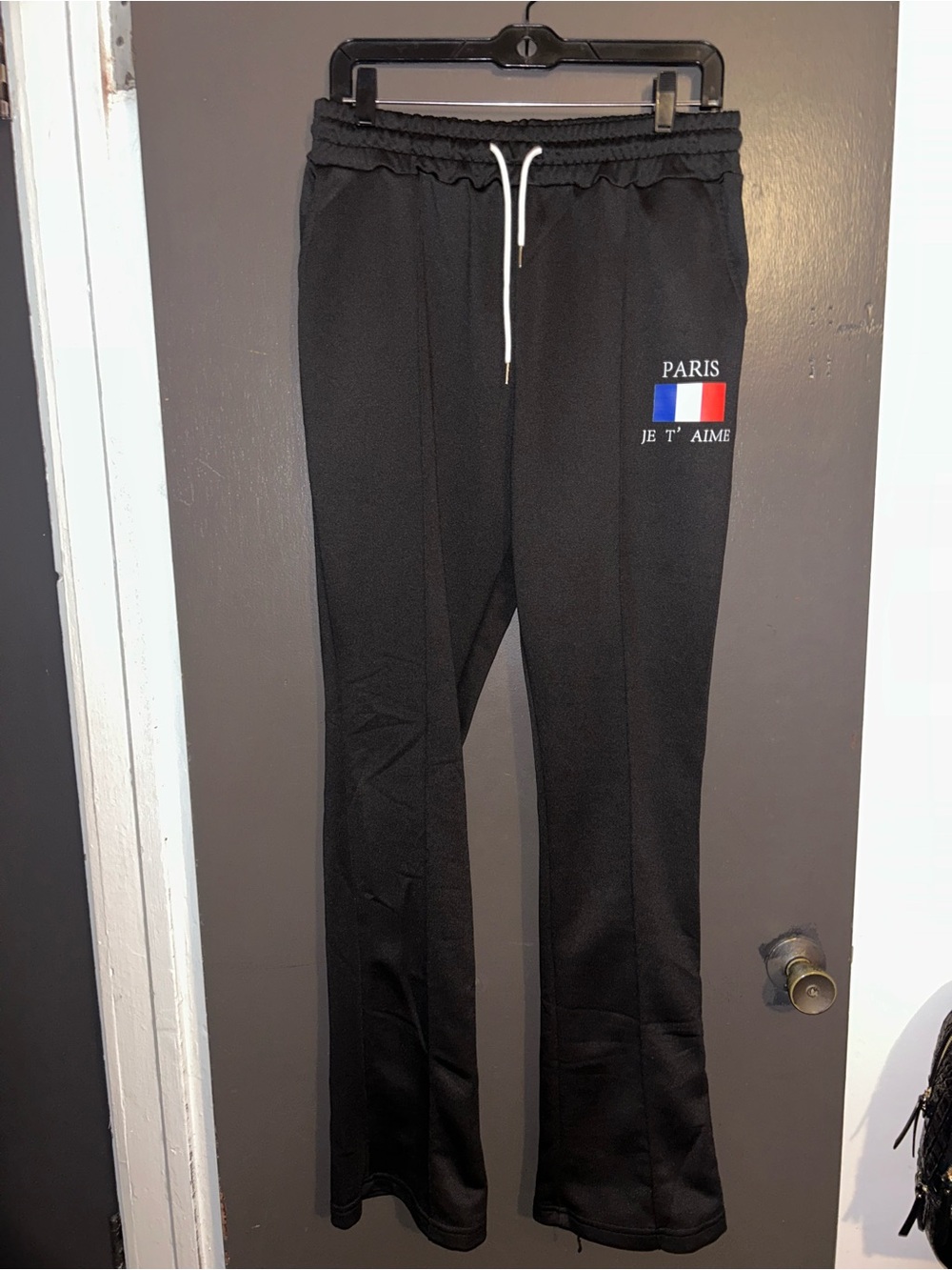 Black 'Paris Je T'aime' Men's Drawstring Pants